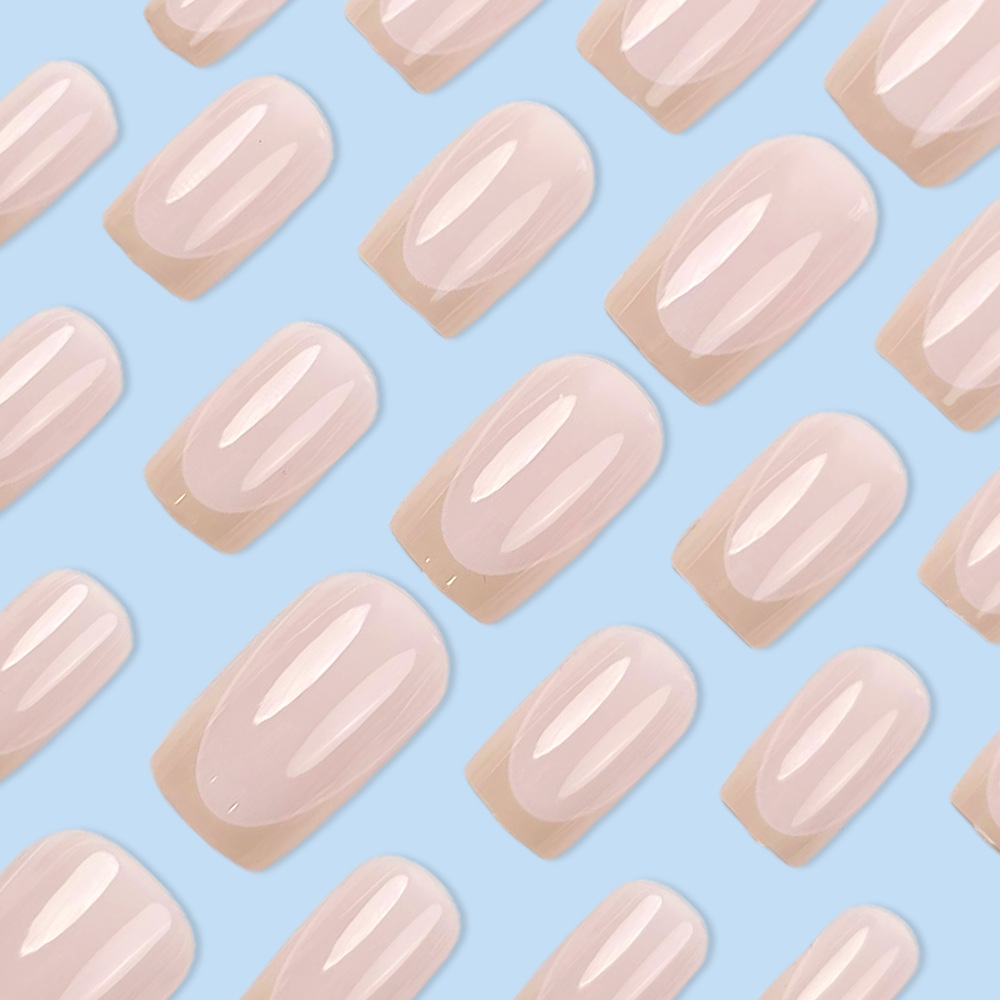 24 piezas de uñas de manicura francesa rosa europea, parche de uñas degradado blanco