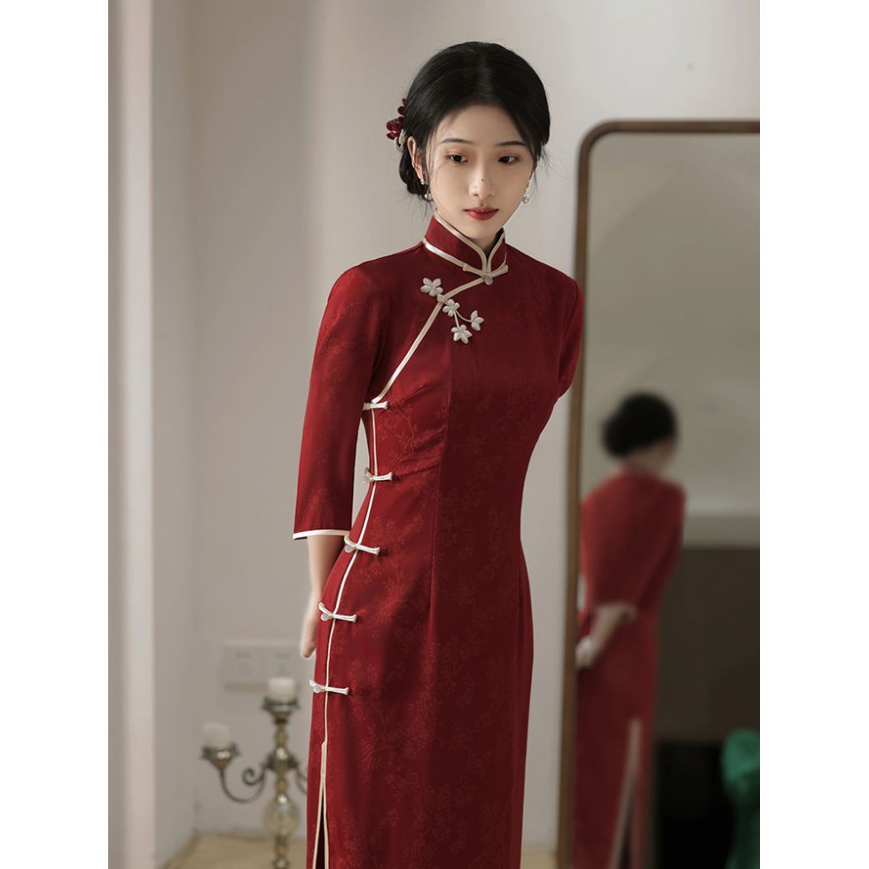 Red Cheongsam Toast Dress Bride Wedding New Chinese Wedding Dress Young Women's Small Engagement Dress dress