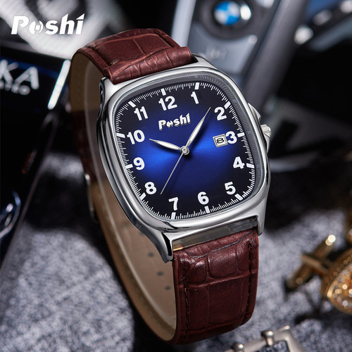 POSHI brand watch trendy simple men's quartz watch calendar waterproof luminous men's watch watch