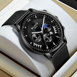 沃力仕男士石英表商务休闲防水夜光网带男表高级感潮流男生腕表