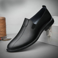Cross-border Spring and Autumn Leisure Shoes for Men, Slip-on British Style White Shoes, Business Formal Leather Shoes with Soft Sole, Driving Bean Shoes