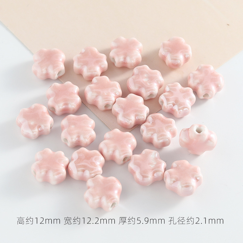 糖果色电镀陶瓷四叶草串珠手工diy饰品散珠手链手机链材料陶瓷珠|undefined