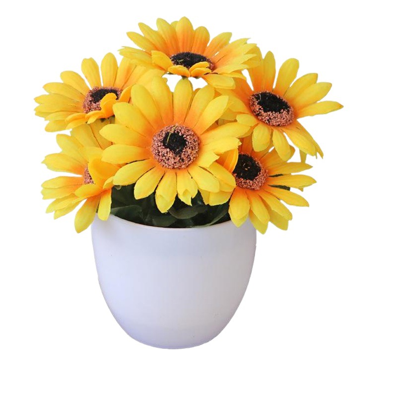 Suministro directo de fábrica sala de estar decoraciones Margarita flor falsa bonsai pantalla creativa Flor de seda en maceta fotografía accesorios adornos