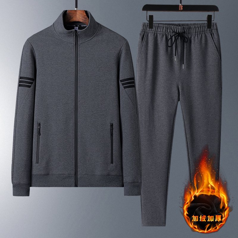 Trajes de papá transfronterizos para hombres otoño invierno relajado de mediana edad running trajes deportivos de invierno con camiseta casual de lana grande
