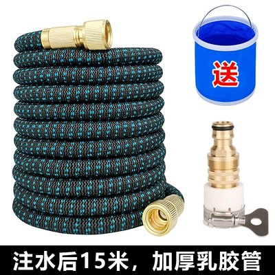 and freezing; features a retractable design and – High pressure car wash water gun - black-and-blue-model-after-filling-with-water-15m-thickened-latex-water-hose-faucet-connector-no-water-gun-before-filling-with-water-5m