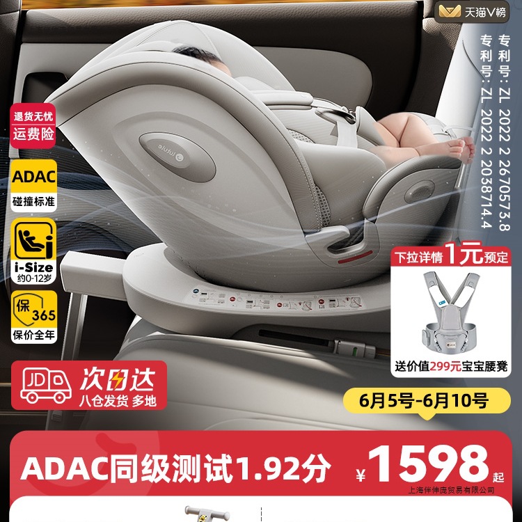 Lutulutuyue Pro Kids Safety Seat Car for 0-7-12 Years Old Newborn Baby Car Adac