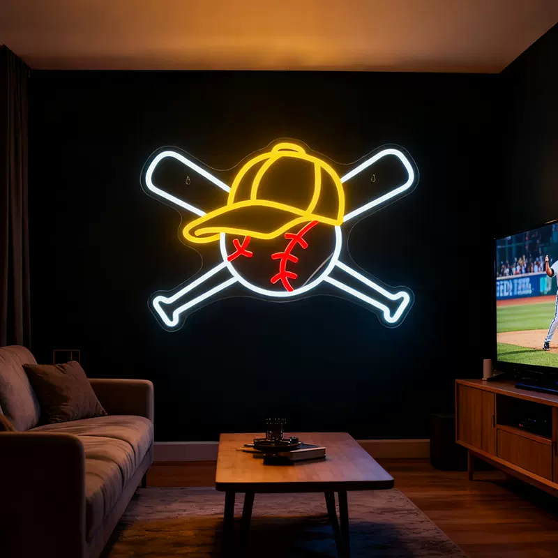 跨境热款球造型标志霓虹灯球队LED亚克力派对俱乐部室内装饰灯