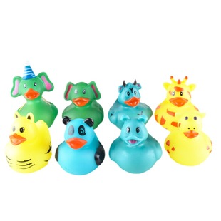 Wholesale cross-border baby bathroom water-playing small yellow duck children's bath toys pinch called vocal rubber-lined duck animal duck