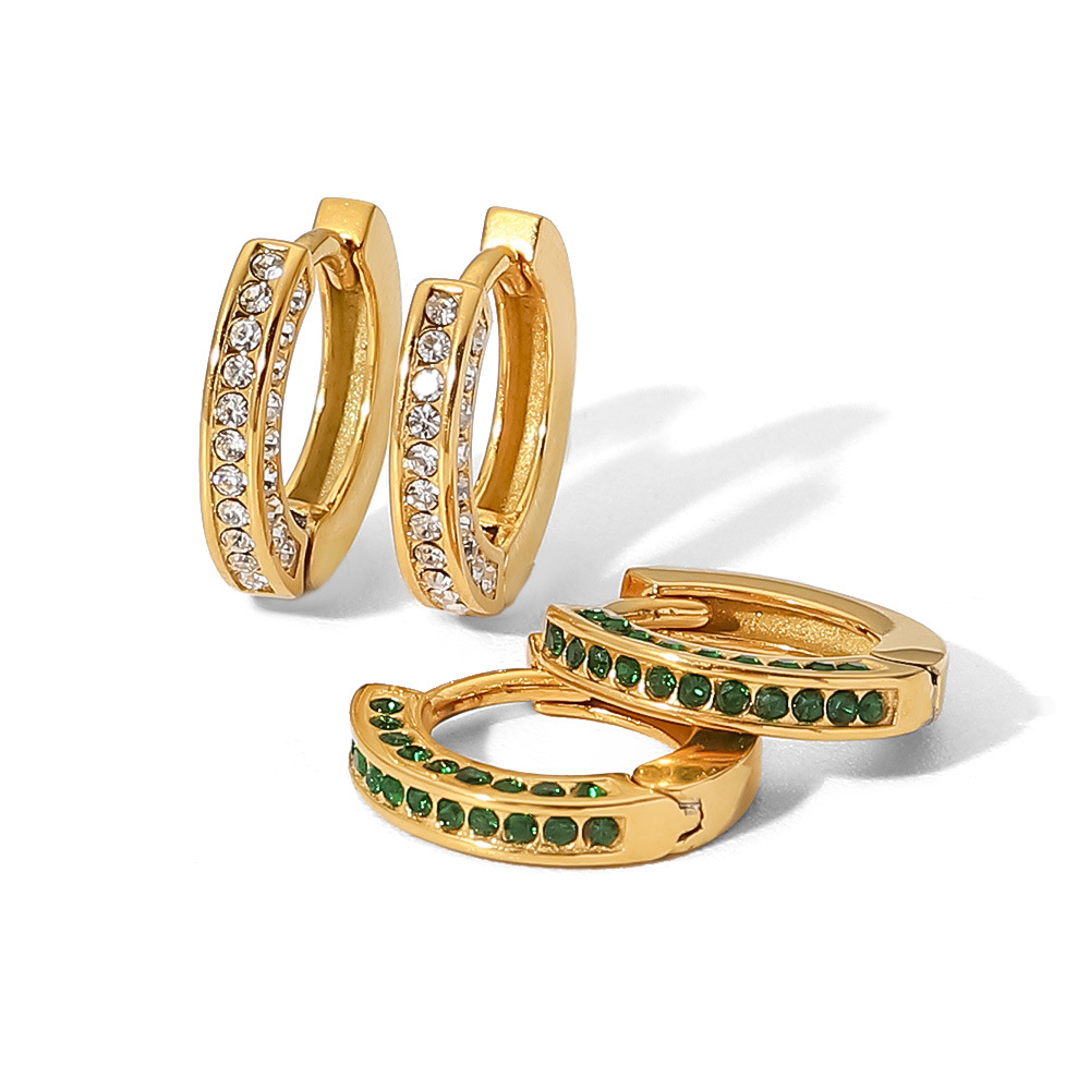 Fashion Circle Stainless Steel Earrings Gold Plated Zircon Stainless Steel Earrings
