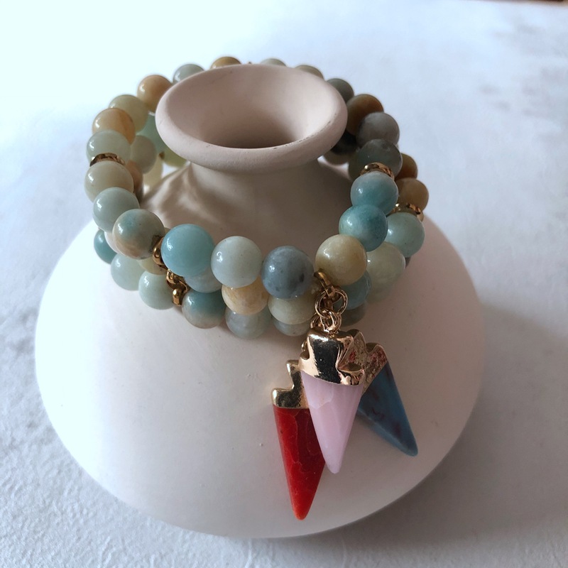 Colored Stone Bead Multilayer Bracelet display picture 9