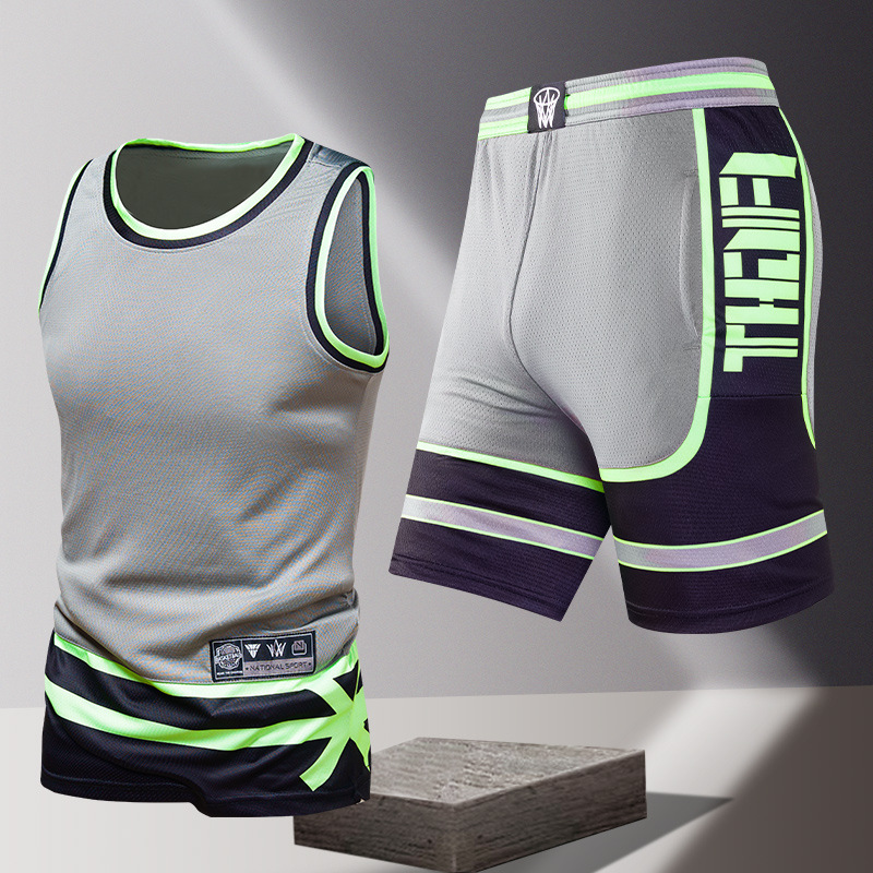 Men's suit Clothes A Set of Summer Clothes Casual Running Quick-drying Clothes Sleeveless Vest Shorts Ice Silk Playing Clothes