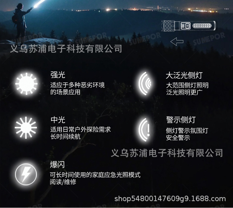 Strong Light Flashlight Sumepu Ultra-Bright Outdoor Laser Wick Long Endurance Long-Range S-P75