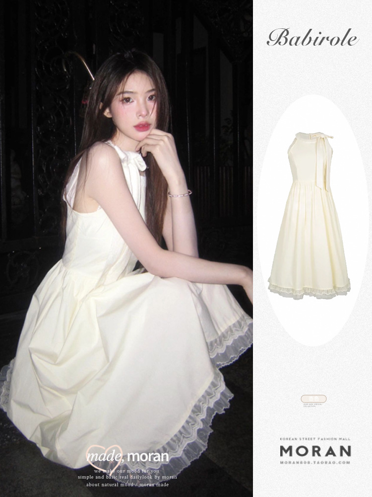 Lace summer dress sleevless with bow