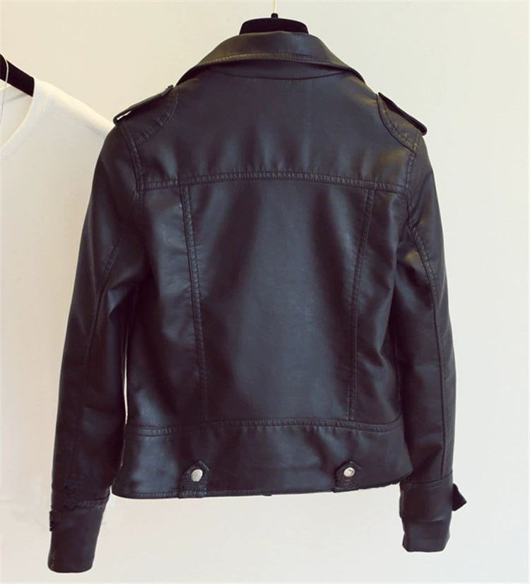 Short autumn polyurethane capacious jacket for students, plus size, slim fit
