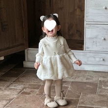 女宝宝毛毛背心裙秋冬加绒洋气公主裙婴幼儿裙子冬季礼服裙周岁装