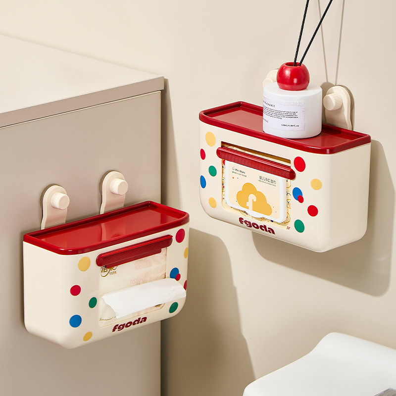 Caja de almacenamiento de toallas húmedas de ventosa para inodoro sin agujeros tipo pared caja de toallas de papel inodoro caja de extracción de papel inodoro estante de papel higiénico