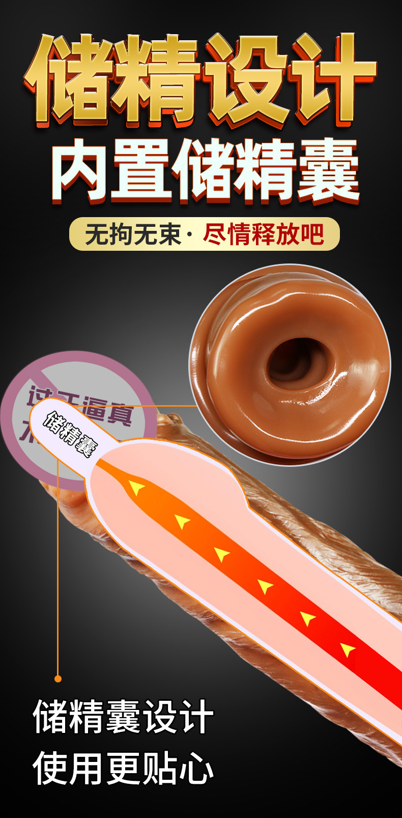 Hollow Silicone Penis Sleeve for Men, Extended and Thickened Wolf-Tooth Texture — detail image 9