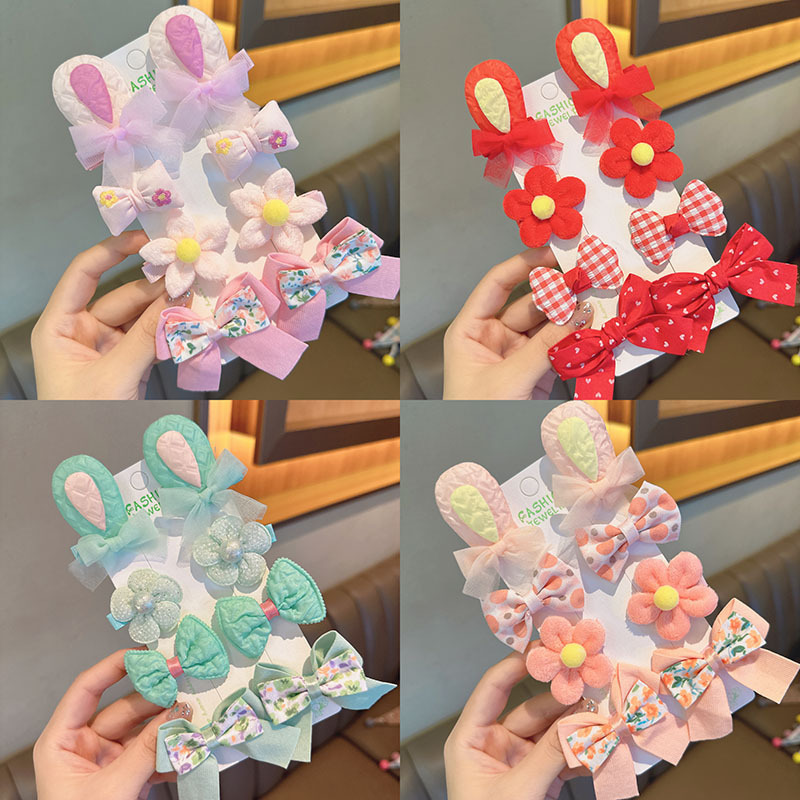 Cartoon Style Bow Knot Cloth Handmade Hair Clip 4 Pairs display picture 9