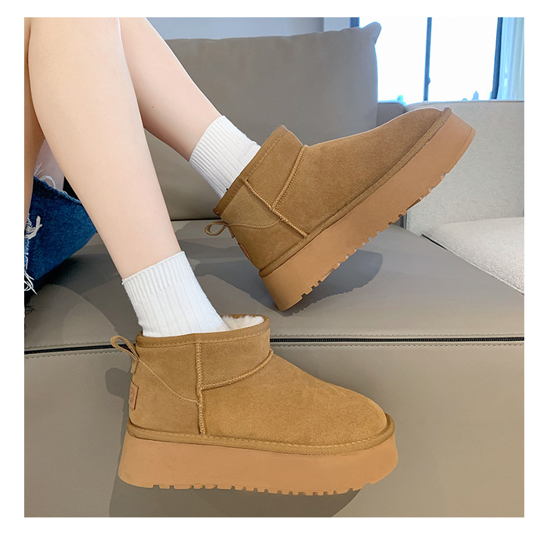 2023 new autumn and winter women's casual thick-soled snow boots plus velvet, thickening and heightening one-leg snow cotton shoes and cotton boots_voghion.com