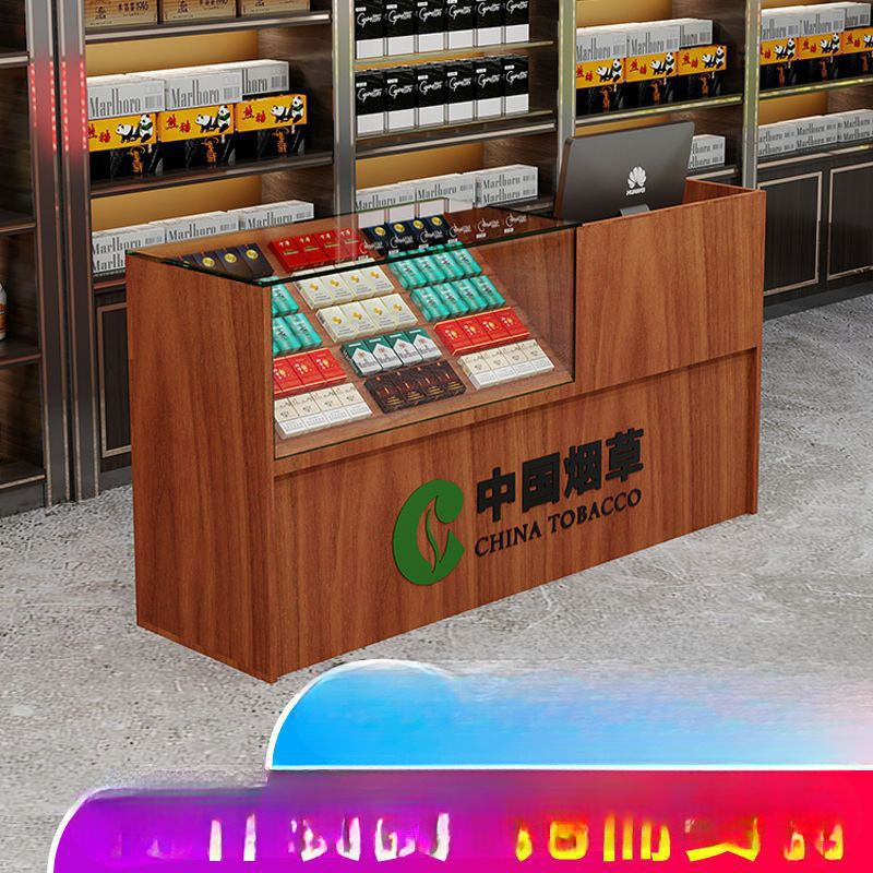 新款烟柜便利店柜台超市收银一体烟柜带抽屉玻璃柜台香烟柜抽屉式