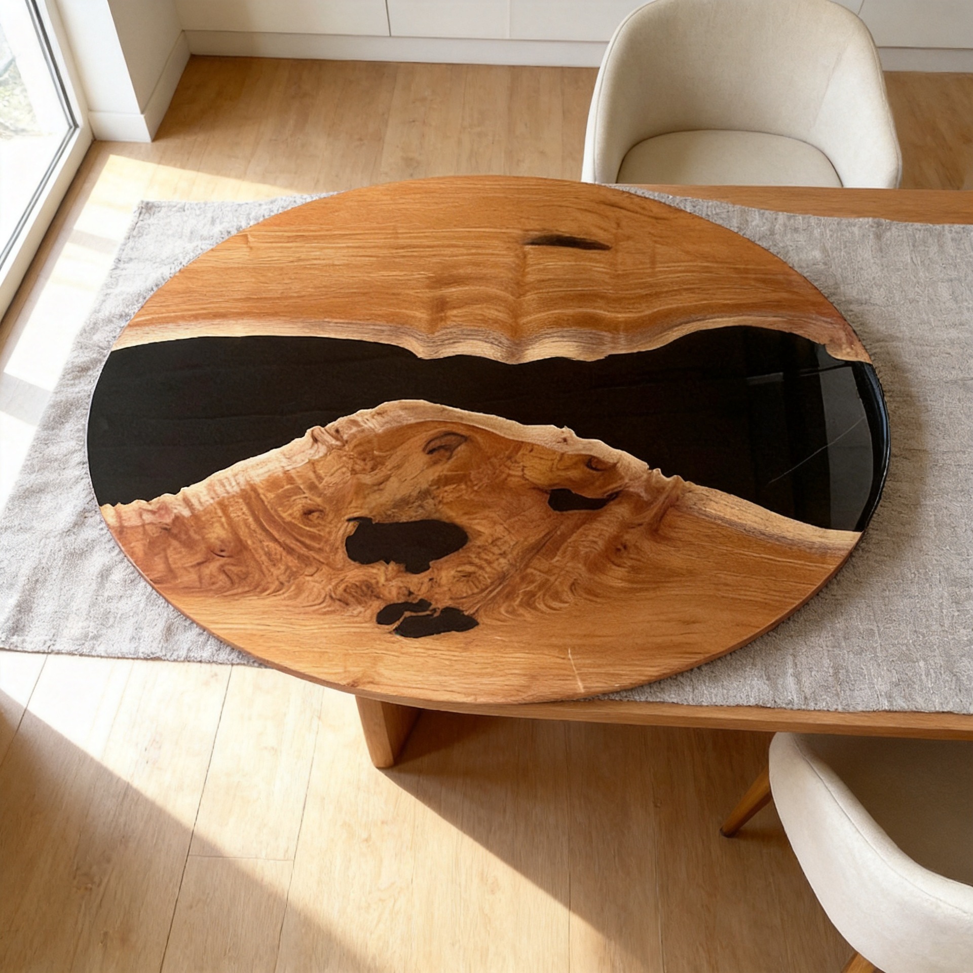 Japanese beech wood solid wood epoxy resin dining table and coffee table direct from manufacturer