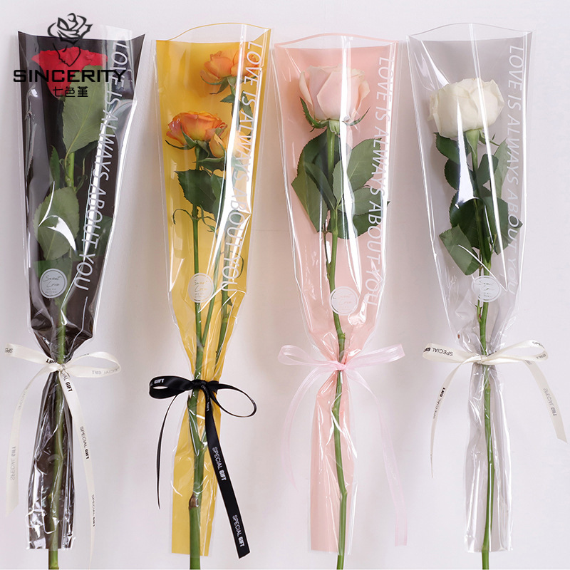Bolsa de flores rosa de siete colores bolsa de embalaje de flores ramo de papel de embalaje suministros de material de ramo individual bolsa de embalaje