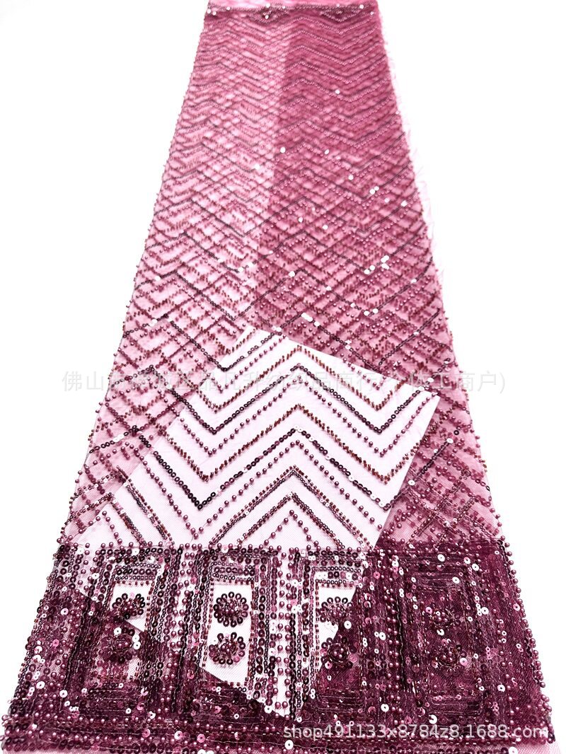 Moda nacional ropa de escenario ropa de rendimiento ropa de tela de bordado de perlas de la industria pesada sequinilla tela de bordado de perlas al por mayor