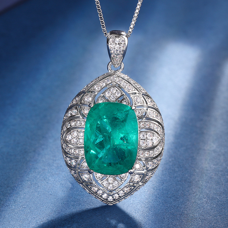 Zhuang Sheng joyas cobre inferior chapado en oro Esmeralda artificial grasa rectangular luz lujo industria pesada traje colgante anillo 12*16