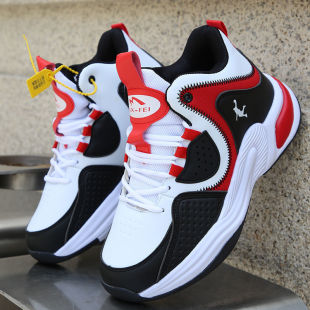 Basketball Shoes Men's 2024 New Korean-style All-match Leather High-top Board Shoes Student Sports Casual Shoes Youth Sneakers