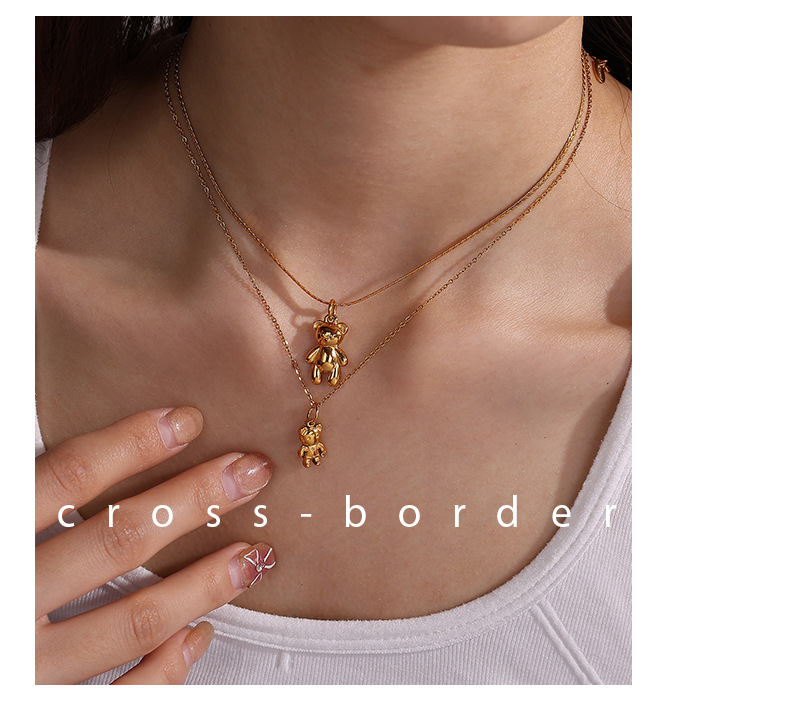 All Seasons Season 1 Piece 304 Stainless Steel PVD Coated Real Gold Plated Bear Polished Pendant