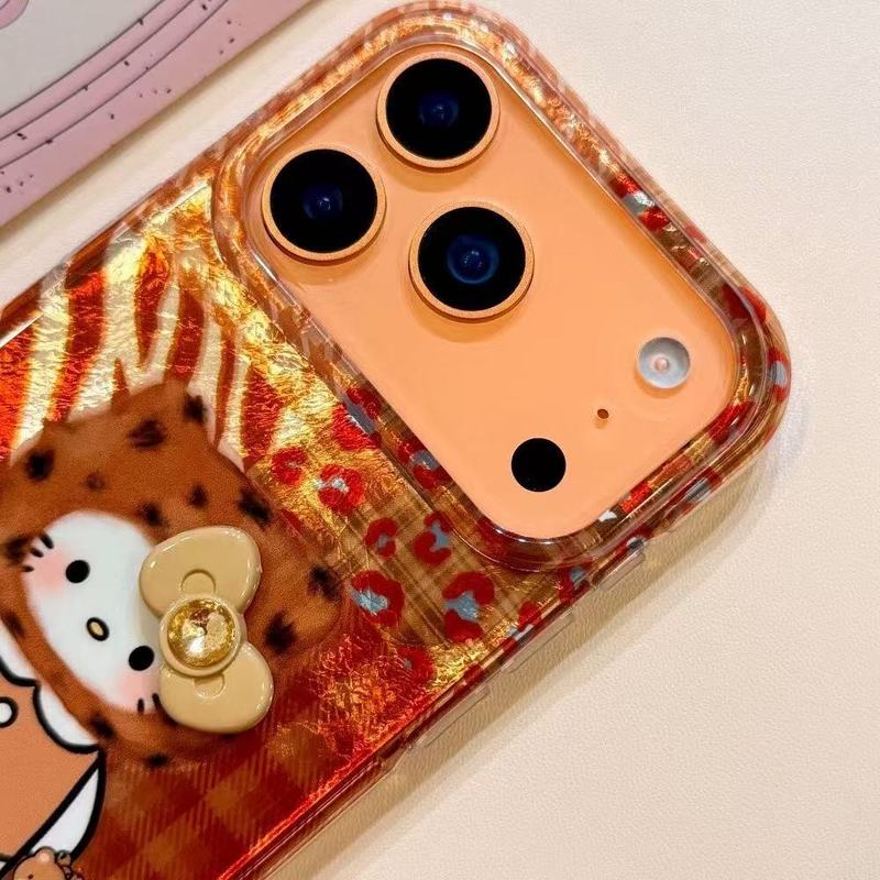 可爱棕色拼接立体蝴蝶结猫咪适用iPhone17promax苹果16手机壳15女|undefined