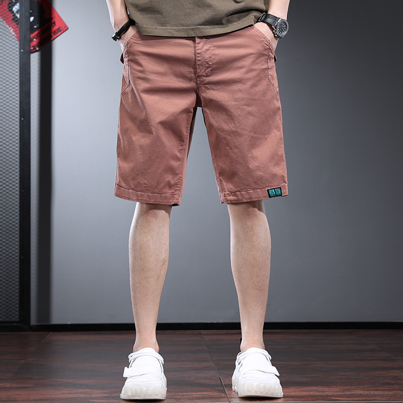 Brick Red Work Shorts Men's Summer Fashionable Brand Pink Pants Men's Bermuda Casual Pants