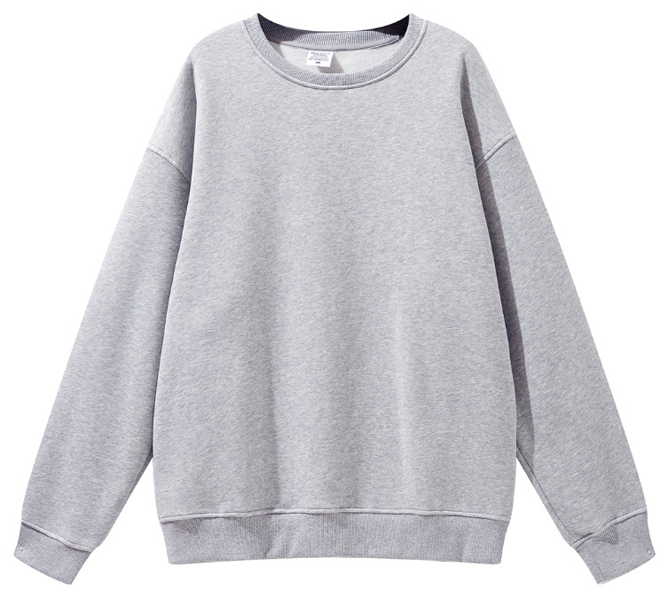 Sweat-shirt à col rond pour homme de marque décontractée et ample en velours 345 g plus couleur unie_voghion.com