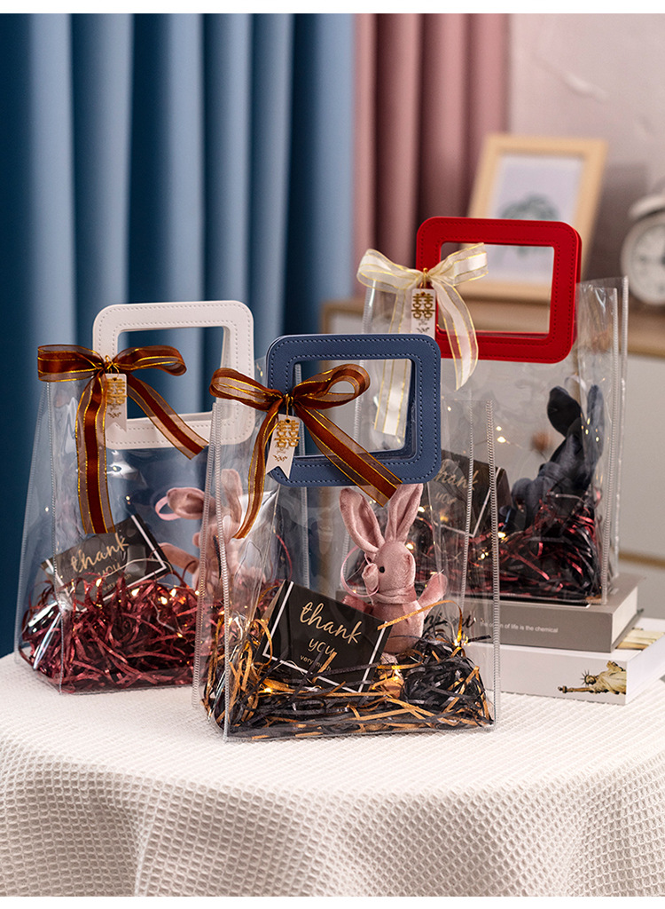 In-stock transparent PVC gift handbags, ins laser gifts, souvenirs, wedding candies, packaging bags with LOGO design pic 14