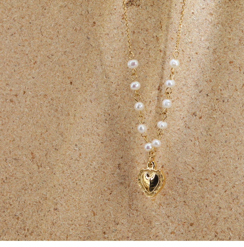 Fashion Heart Shape Titanium Steel Gold Plated Pendant Necklace 1 Piece