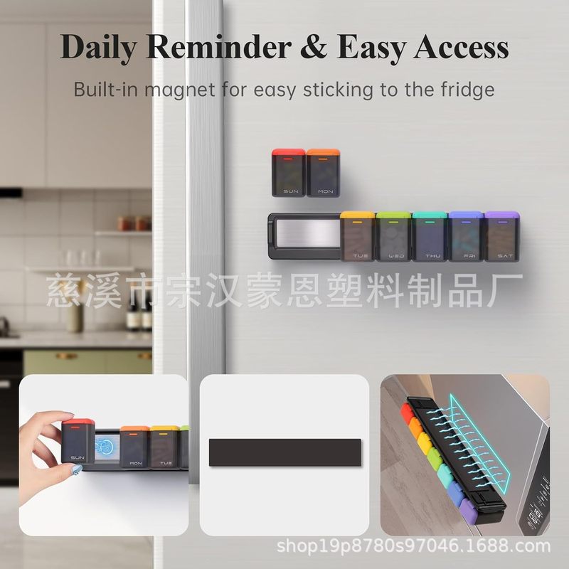 Amazon 新しいウィークリー ピル オーガナイザー 1 日 1 回磁気ピル ボックス|undefined