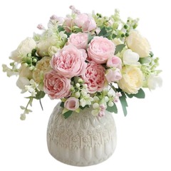 メーカーは春の色の牡丹のシミュレーション花の結婚祝いの家の装飾の造花の置物の撮影の道具の花を直接販売します。