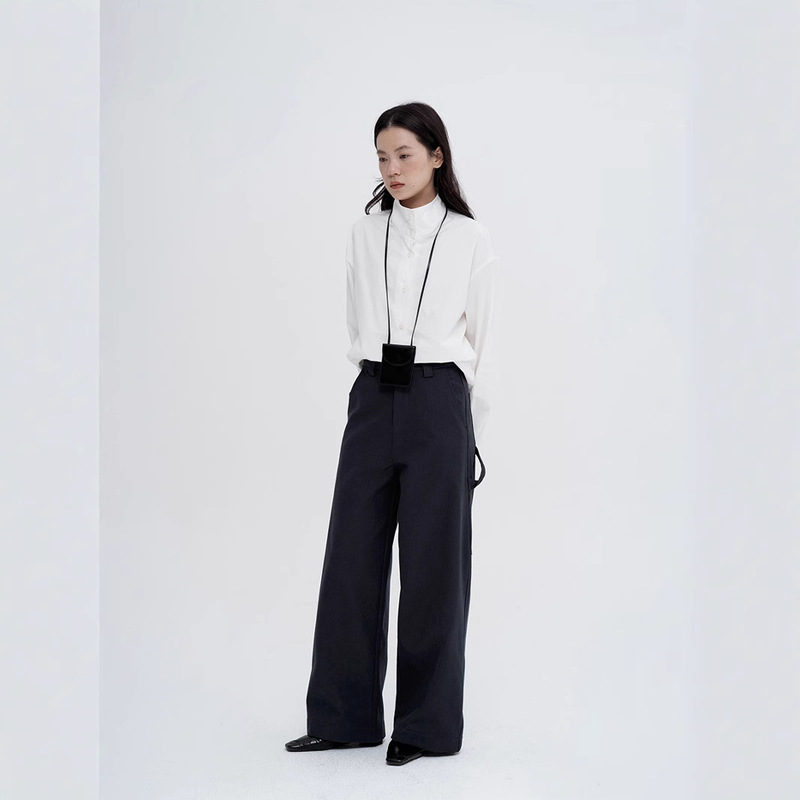 Love and Nancy Thirteen Lines Korean Style Winter Korean Style Heavy Weight Cotton Composite Velvet Straight-Leg Casual Logging Pants Women 41563