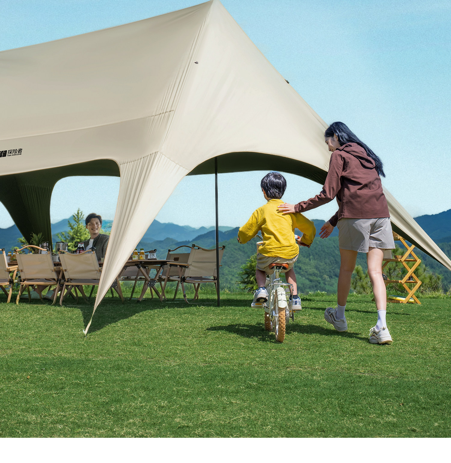 Explorer Yilan's New No-Build Canopy, Integrated Outdoor Black Glue Quick-Open Tent, Camping Sunshade Tent Cloth