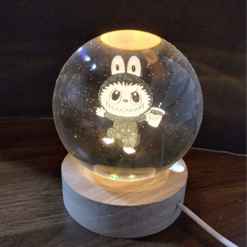 Labubu のさまざまなクリスタルボールナイトライトクリエイティブ発光装飾品デスクトップフィギュアギフト漫画かわいい|undefined