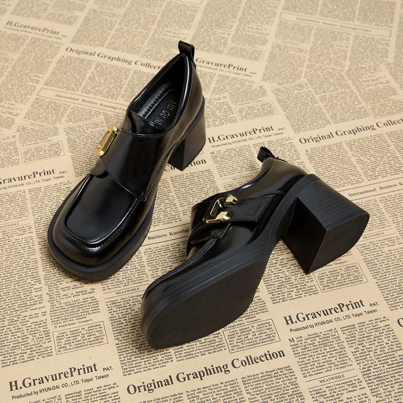 Женские туфли-лоферы Мэри Джейн на высоком каблуке, коллекция осень 2025, модель Miss 712-7, из натуральной кожи.