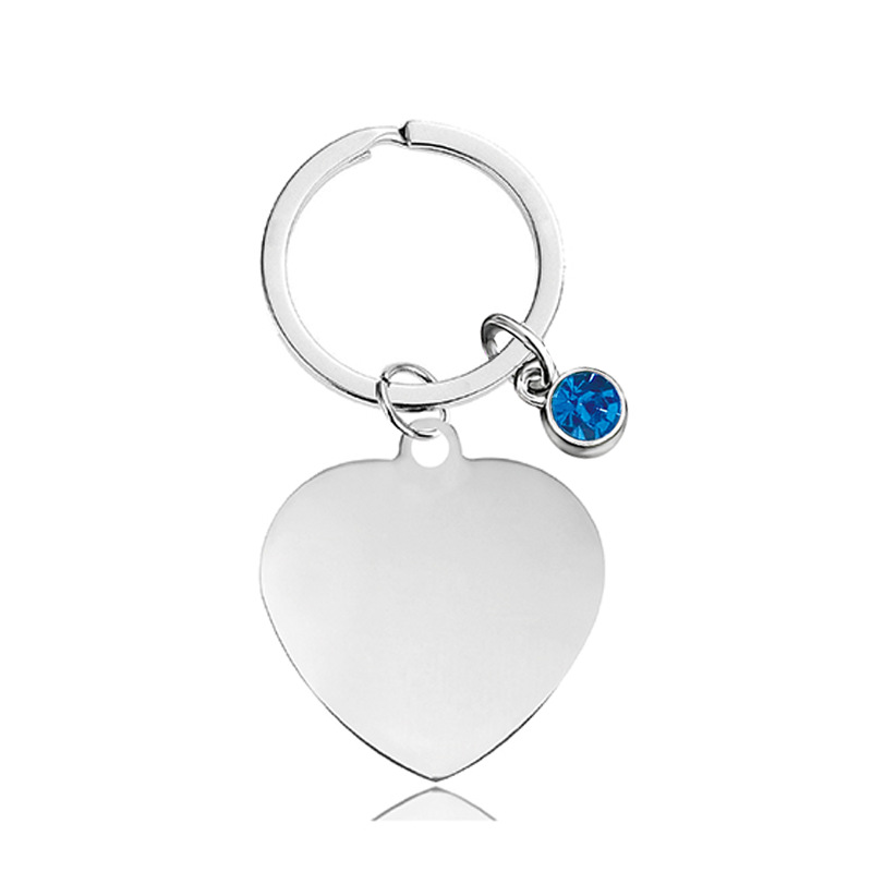 1 Piece Quantity Daily Occasion Classic Style Round Customization Laser Engraving Heart Shape 201 Stainless Steel Unisex Bag Pendant Keychain
