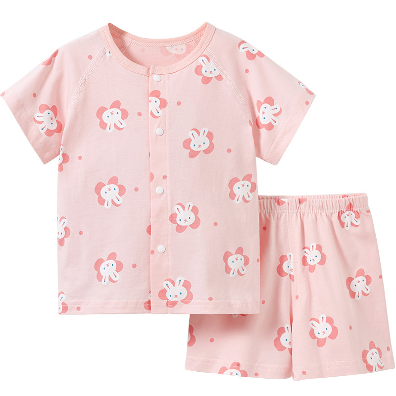Bebé de manga corta traje de verano cardigan de algodón para niños dividido verano Delgado niños y niñas de dos piezas ropa de bebé