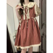 两件套装学院风背带连衣裙女学生夏季新款韩版宽松中长款背心裙子