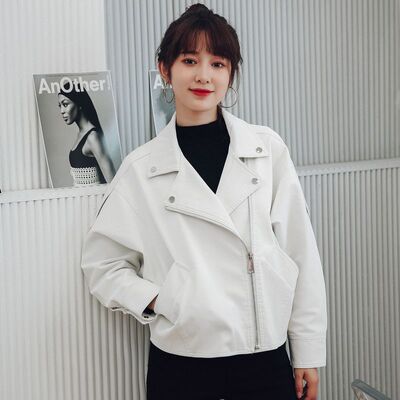 跨境新款秋冬PU机车皮衣女韩版宽松大码时尚皮夹克女式皮衣外套