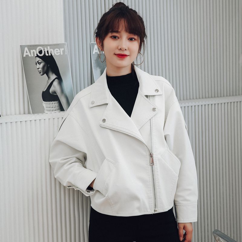 跨境新款秋冬PU机车皮衣女韩版宽松大码时尚皮夹克女式皮衣外套