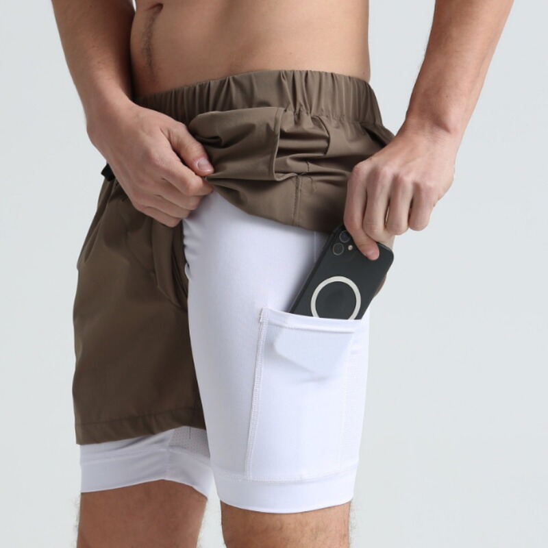 Cross-border American Sports Fitness Double-layer Shorts Men's Elastic Quick-drying with Lining Exercise Running Basketball Shorts Cross-border American Sports Fitness Double-layer Shorts Men's Elastic Quick-drying with Lining Exercise Running Basketball Shorts