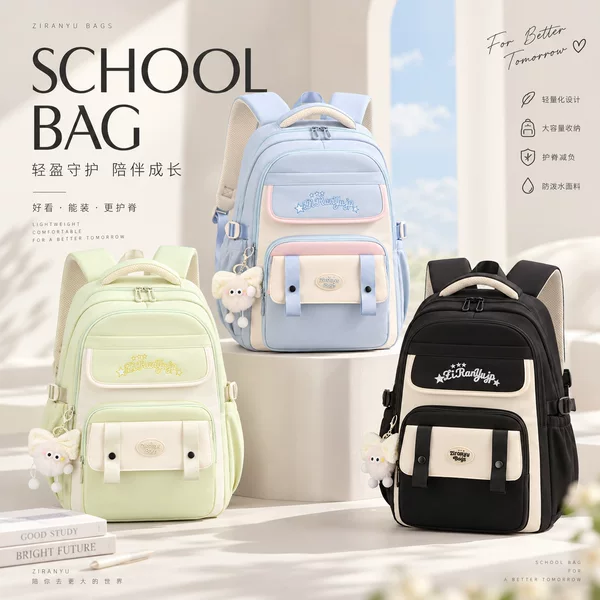 Cross-border best-selling college-style backpack, cute Korean-style backpack for female college students, lightweight backpack for junior high school students, large-capacity backpack for high school students