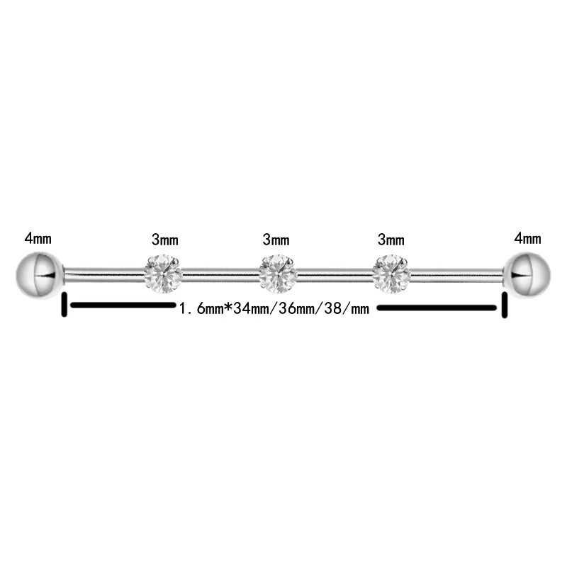 F136 Titanium Alloy Implant Grade Inner Spiral Tragus Ear Piercing Double-Ended Straight Rod with Zircon Ear Bridge Nail detail image 22