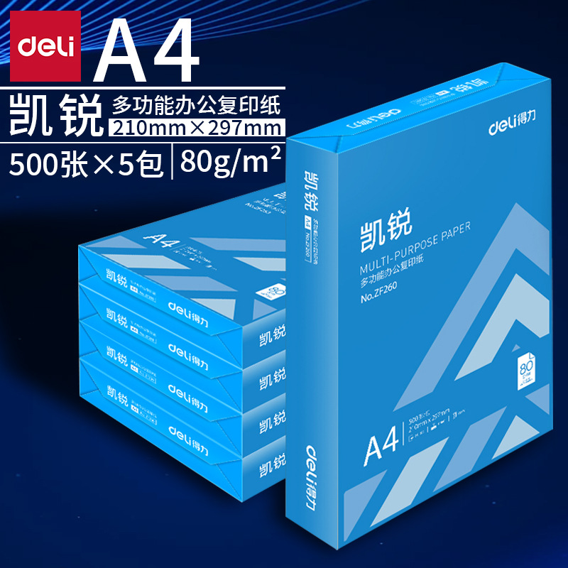 델리 ZF261 카이루이 복사지 다기능 사무용 인쇄지 A4-80G 통나무지 양면 인쇄
